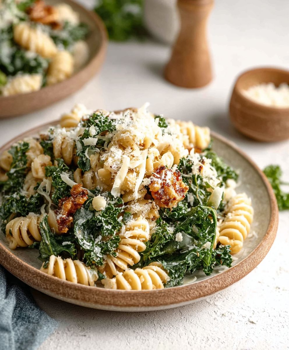 Kale Caesar Pasta Salad
