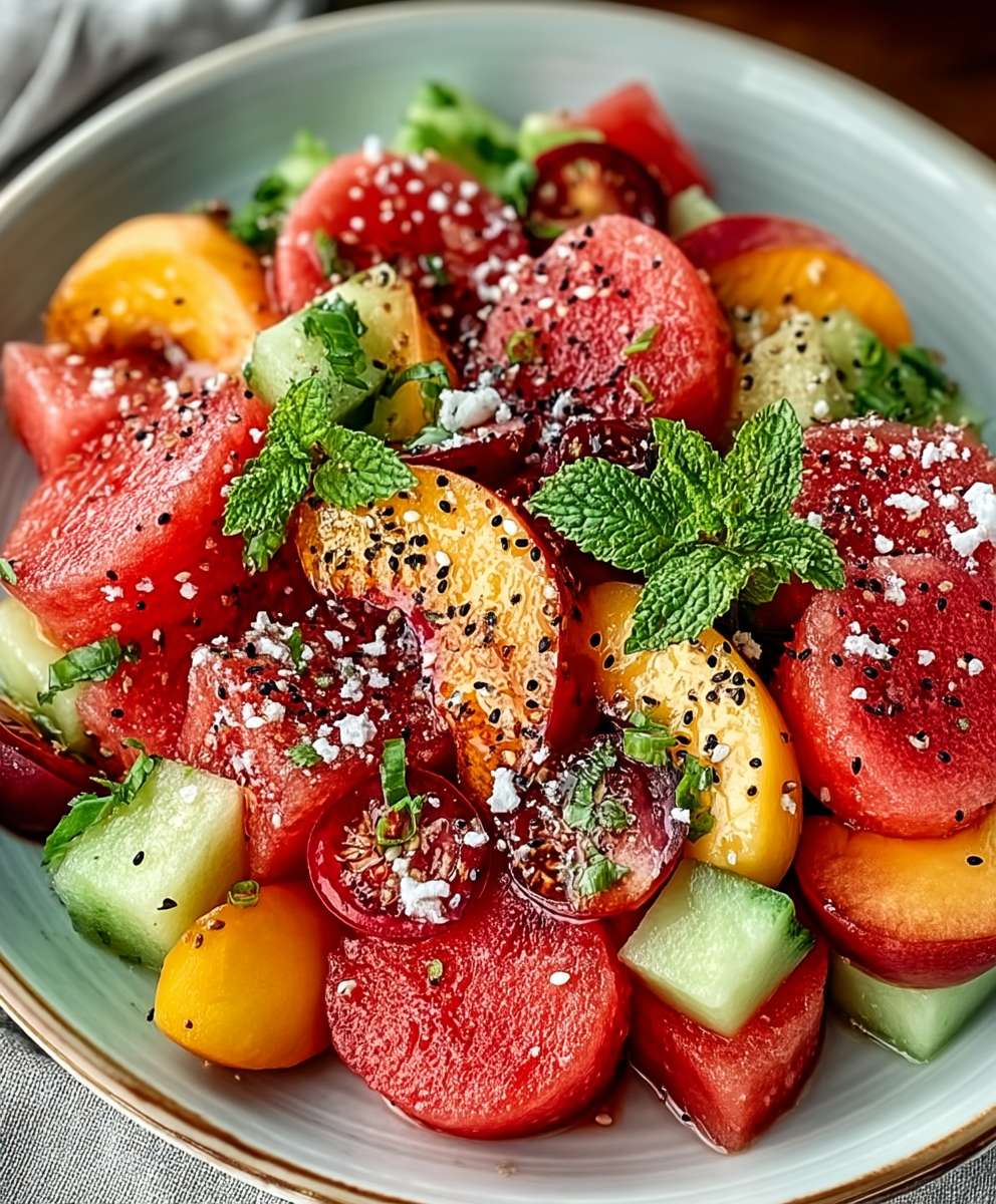 Peach watermelon salad