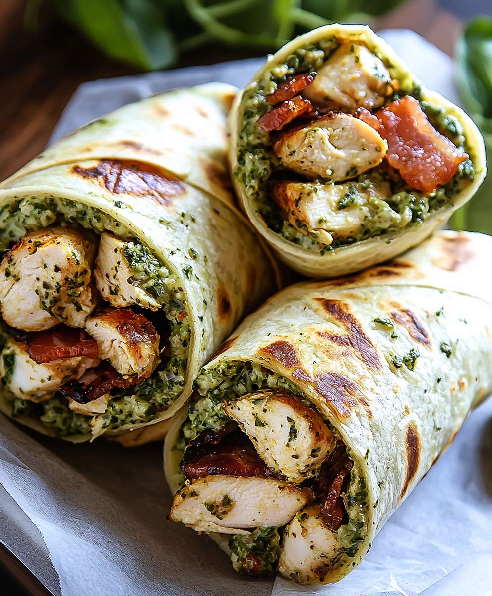 Pesto chicken wraps
