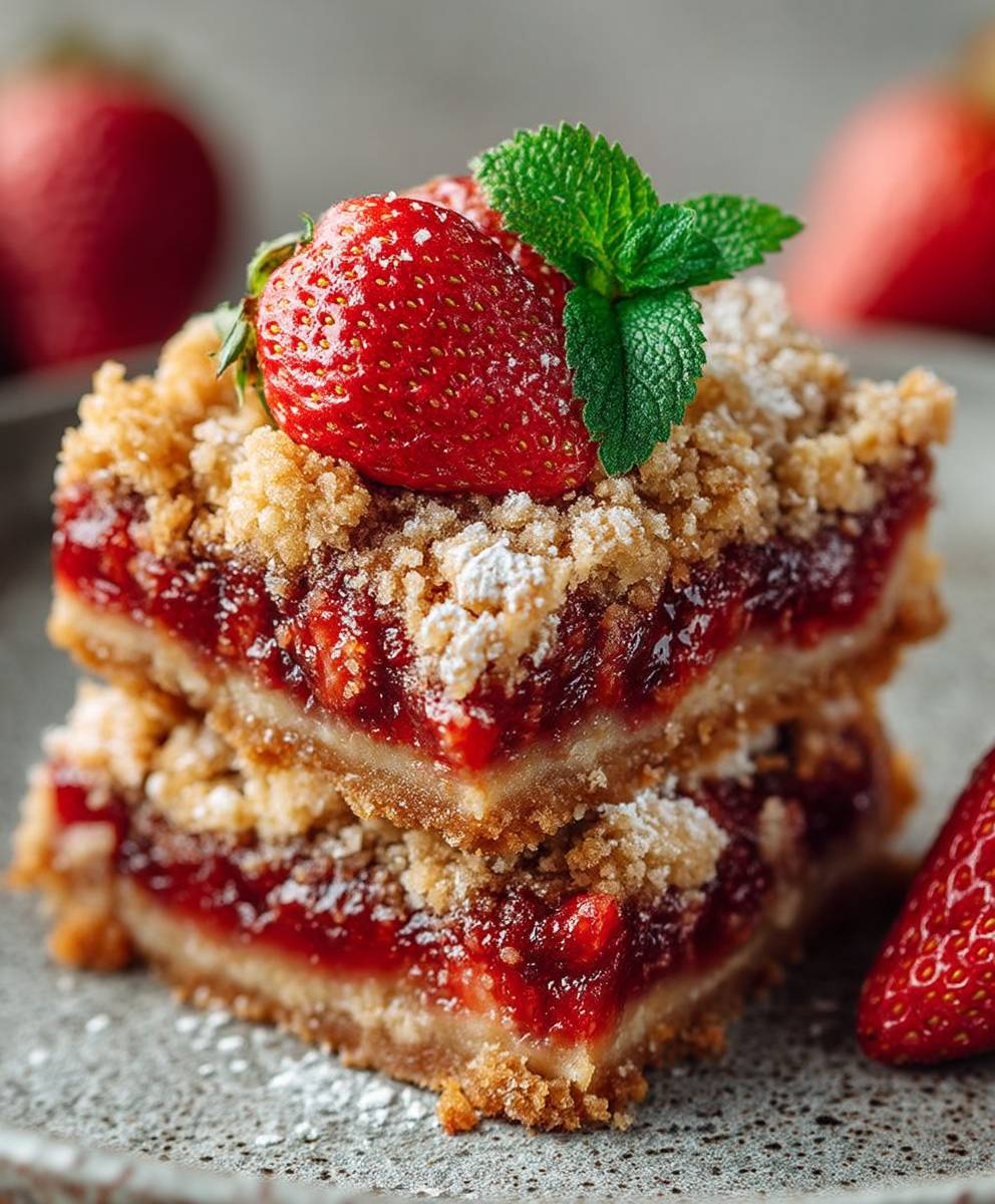 Strawberry Oatmeal Crumble Bars