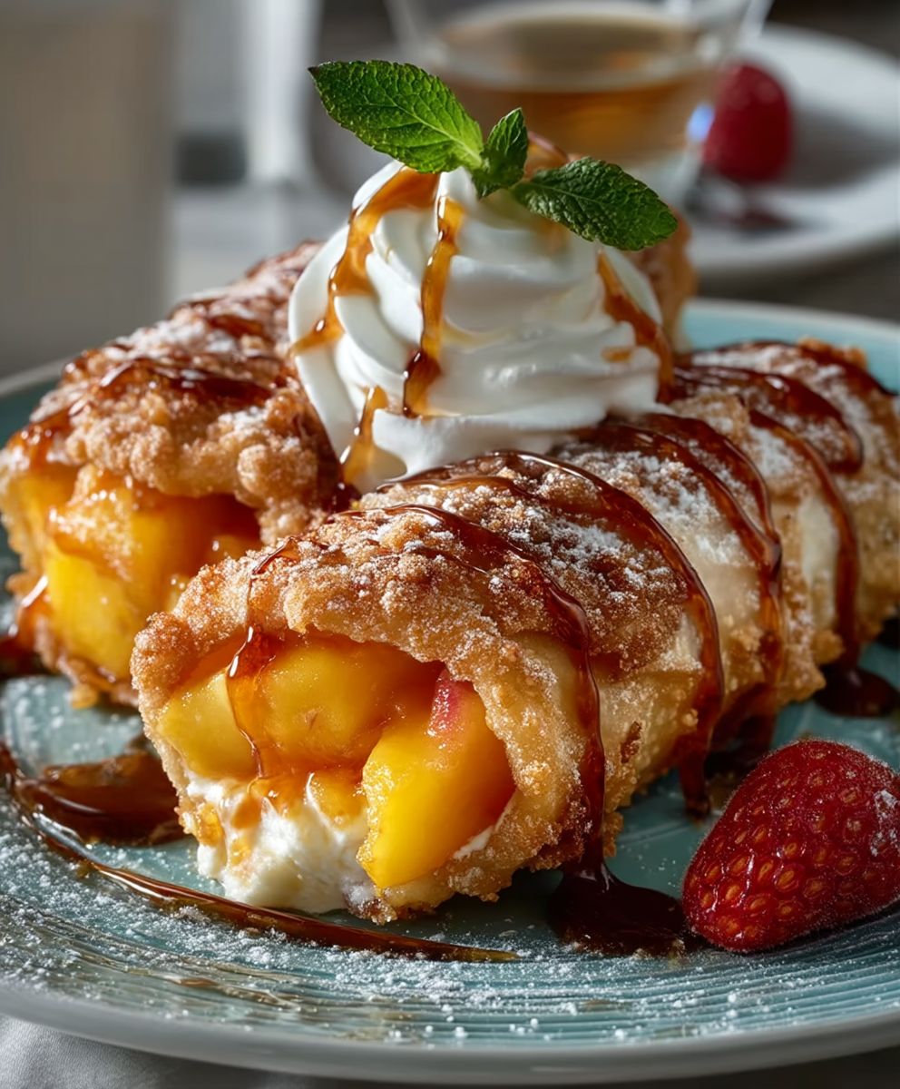 Peach Cobbler Egg Rolls