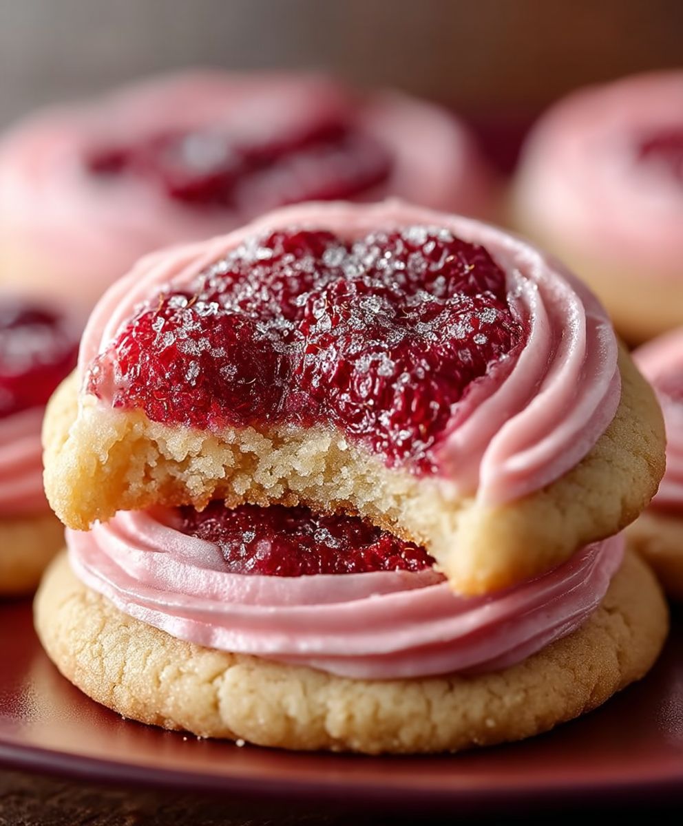 Lemon cookies raspberry frosting
