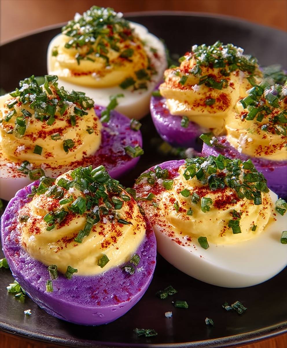 Mardi Gras Deviled Eggs