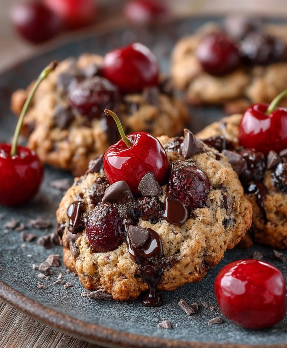 Chocolate Cherry Oatmeal Cookies