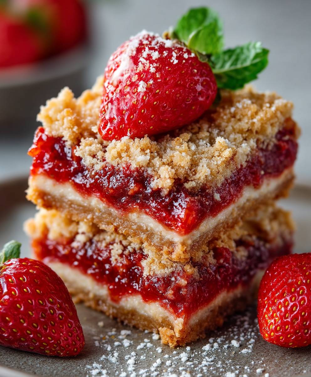 Strawberry Oatmeal Crumble Bars