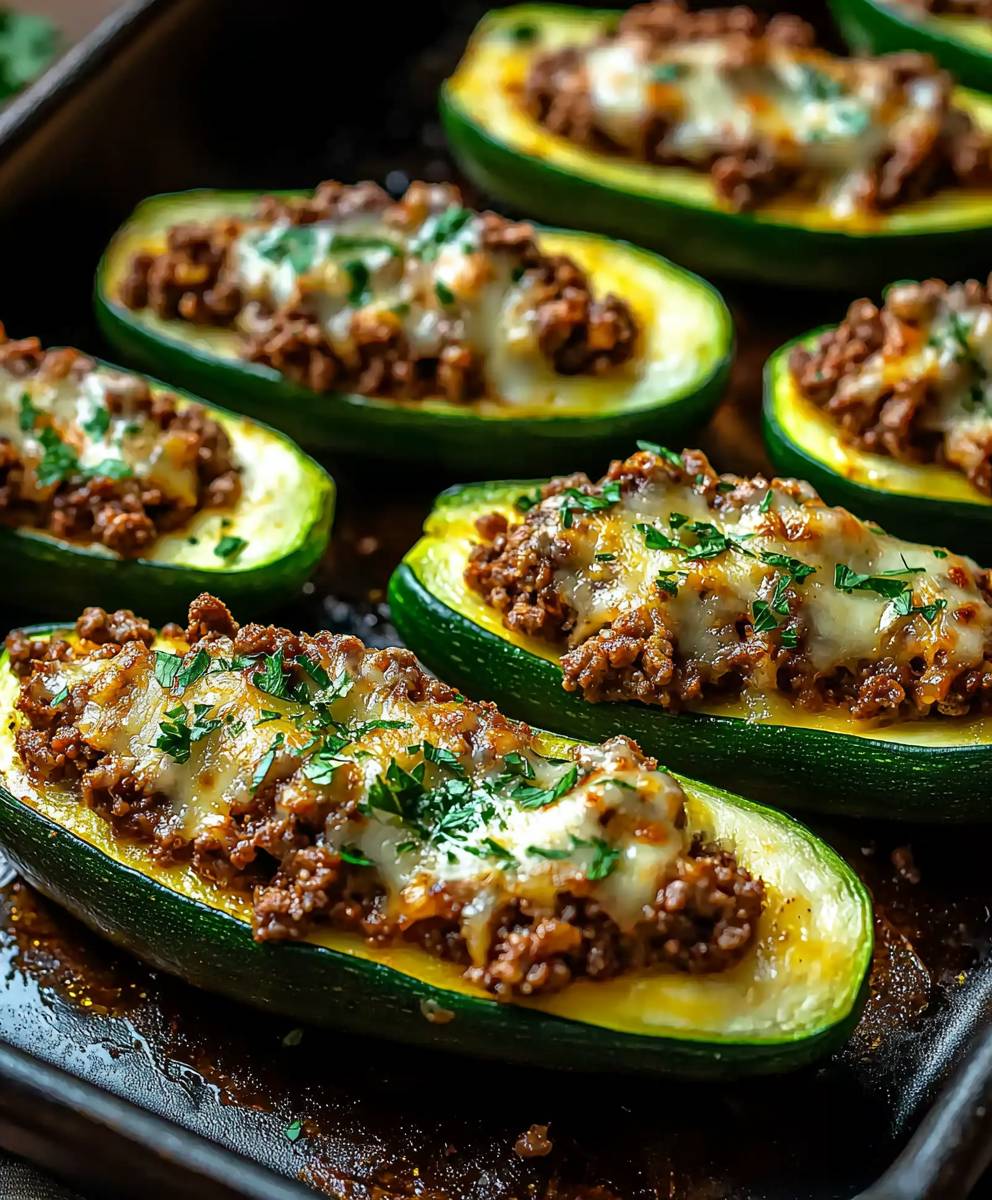 Ground Beef Zucchini Boats