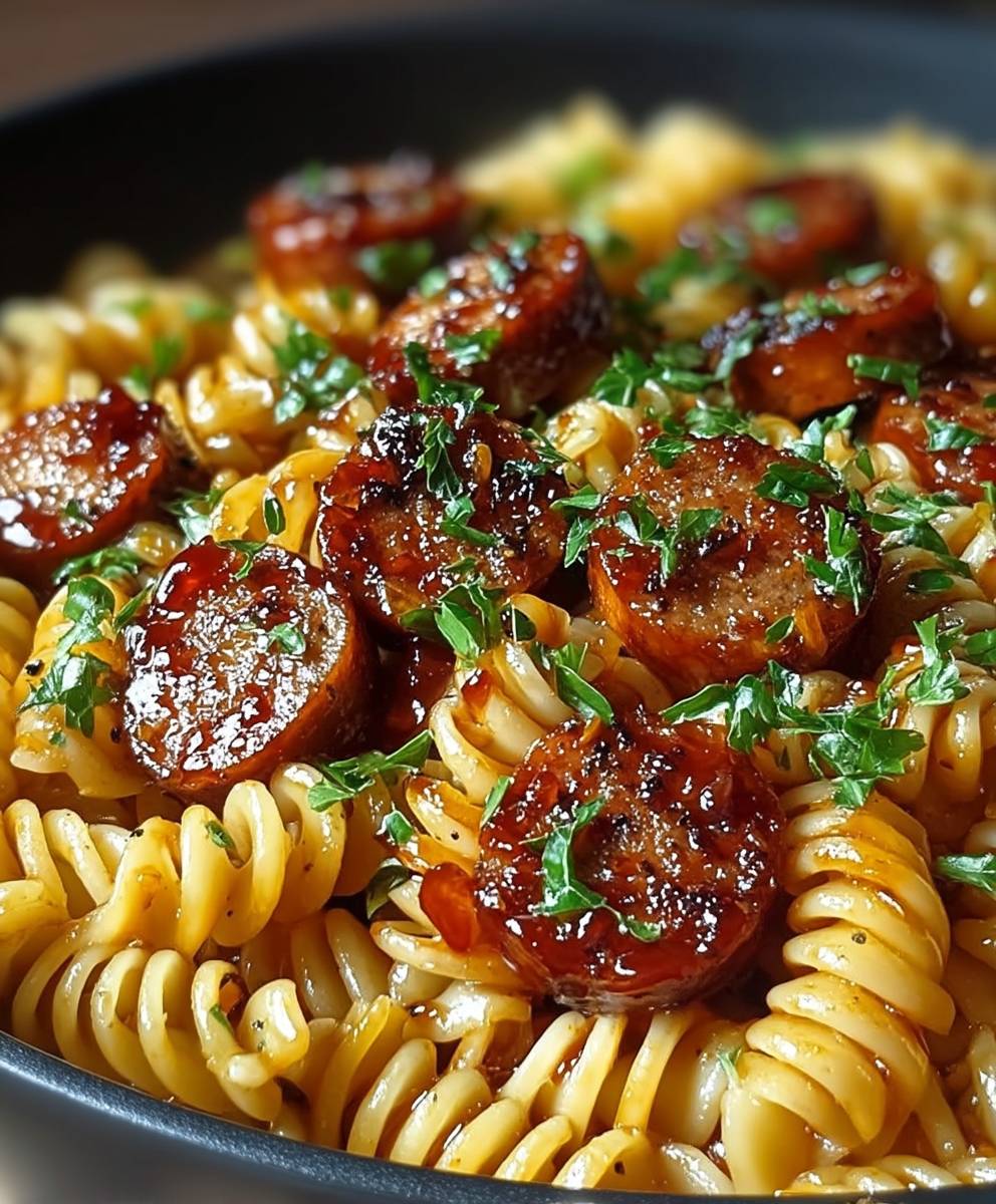 Spicy Honey BBQ Sausage Pasta