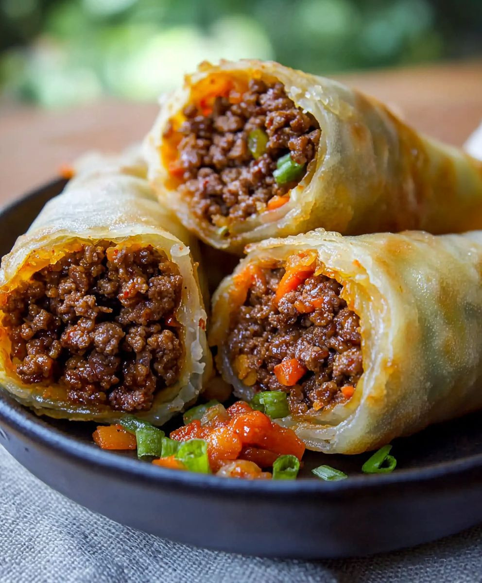 Korean Ground Beef Egg Rolls