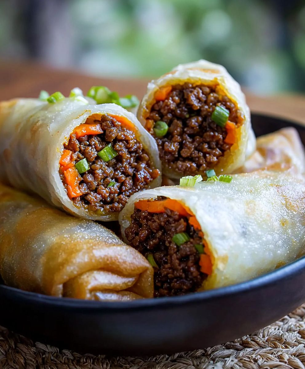 Korean Ground Beef Egg Rolls