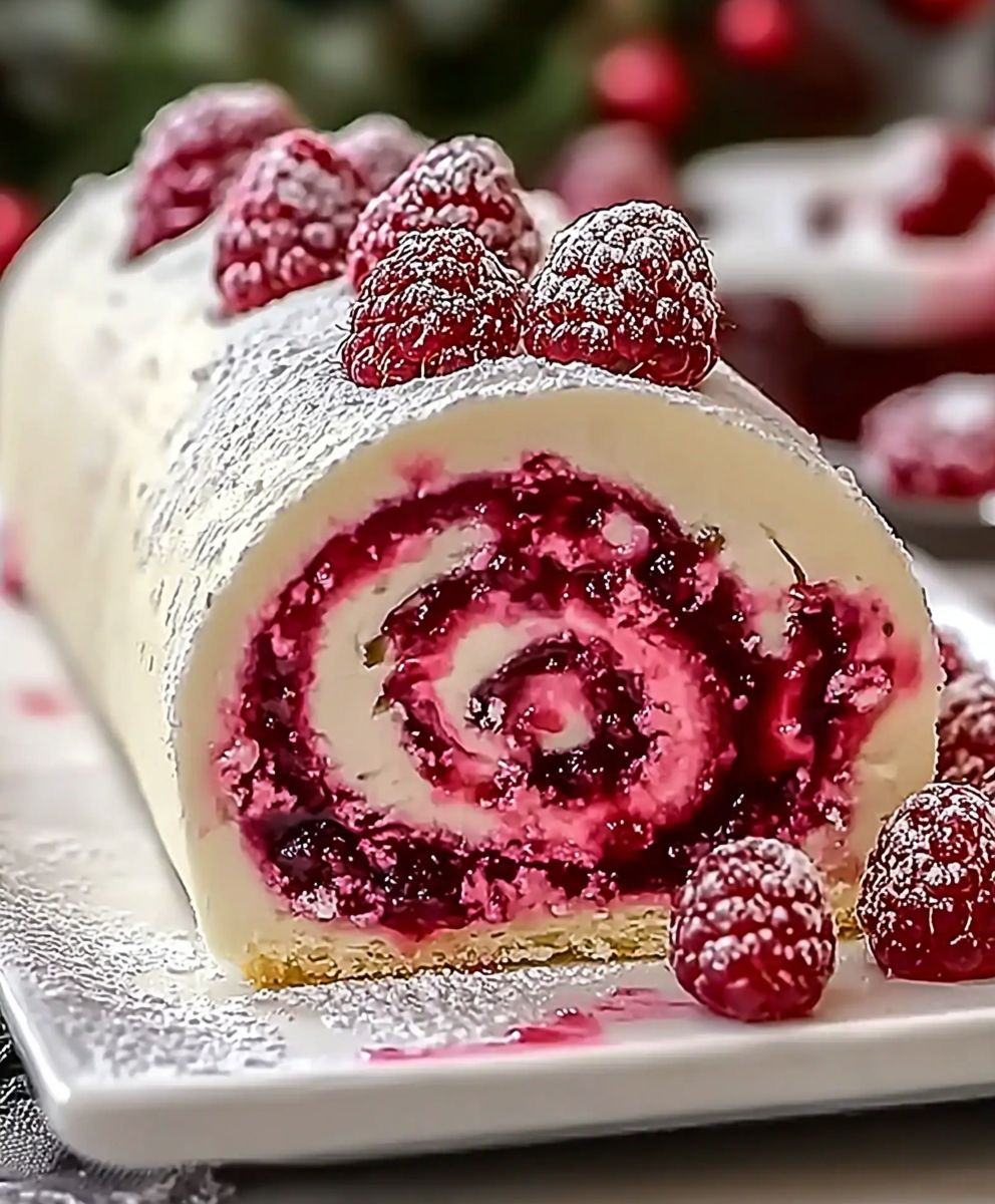 Raspberry Swirl Christmas Cake