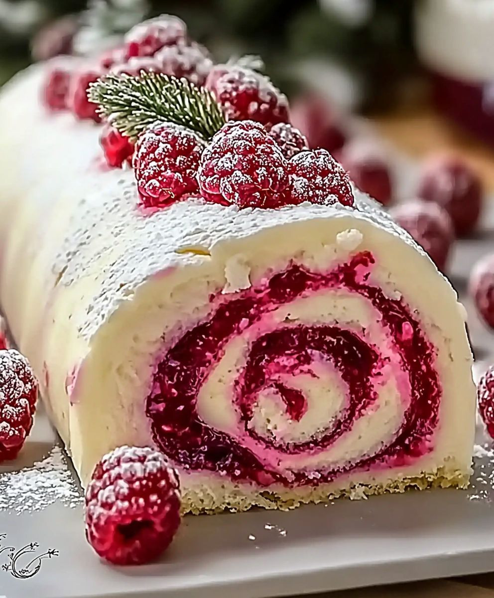 Raspberry Swirl Christmas Cake