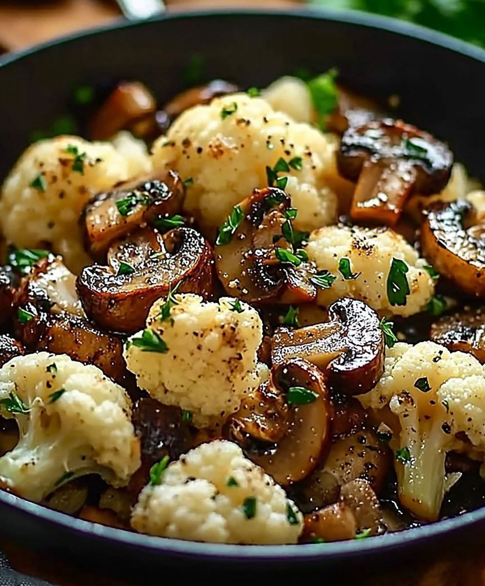 Garlic Cauliflower Mushroom Skillet