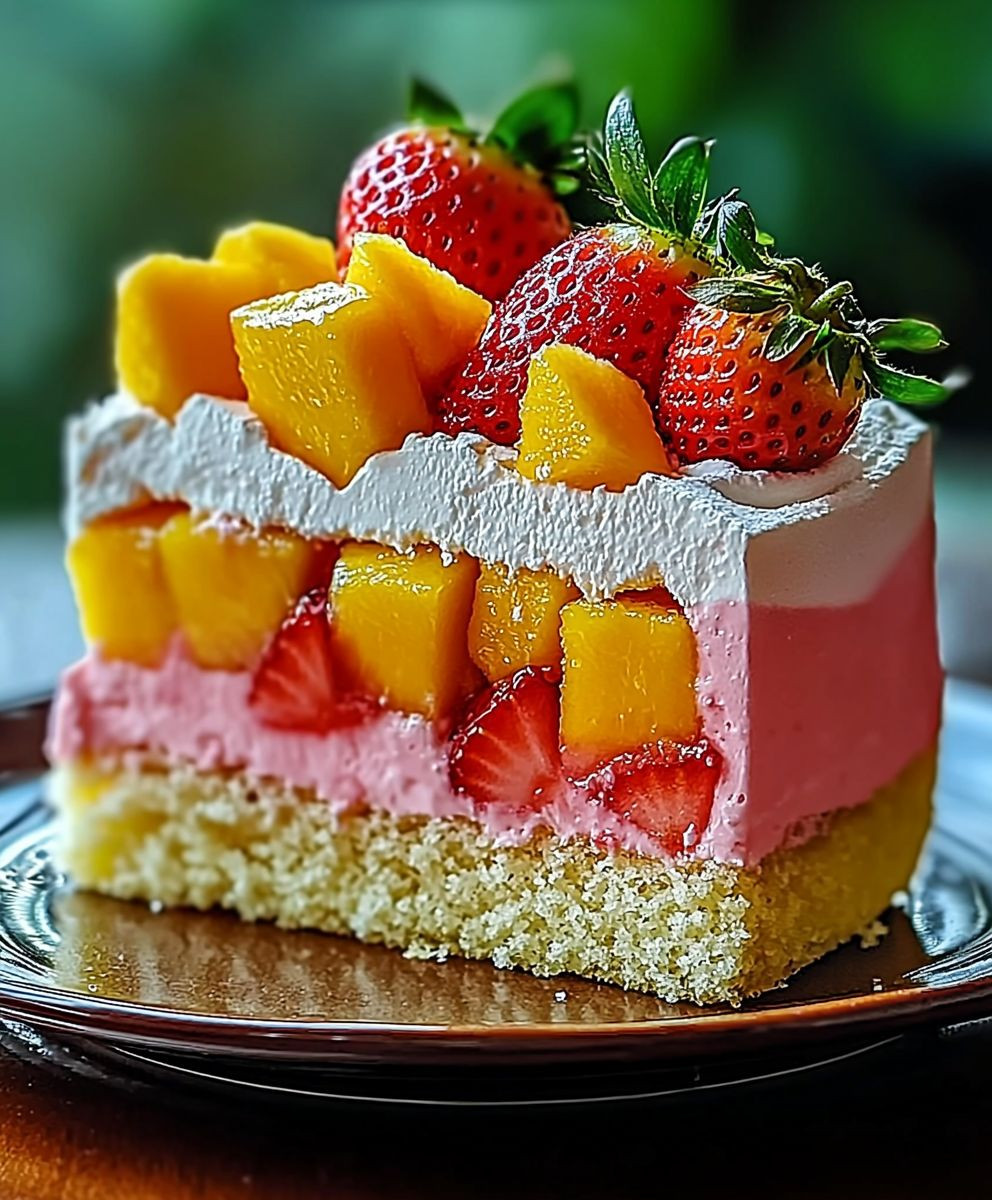 Strawberry Mango Split Cake