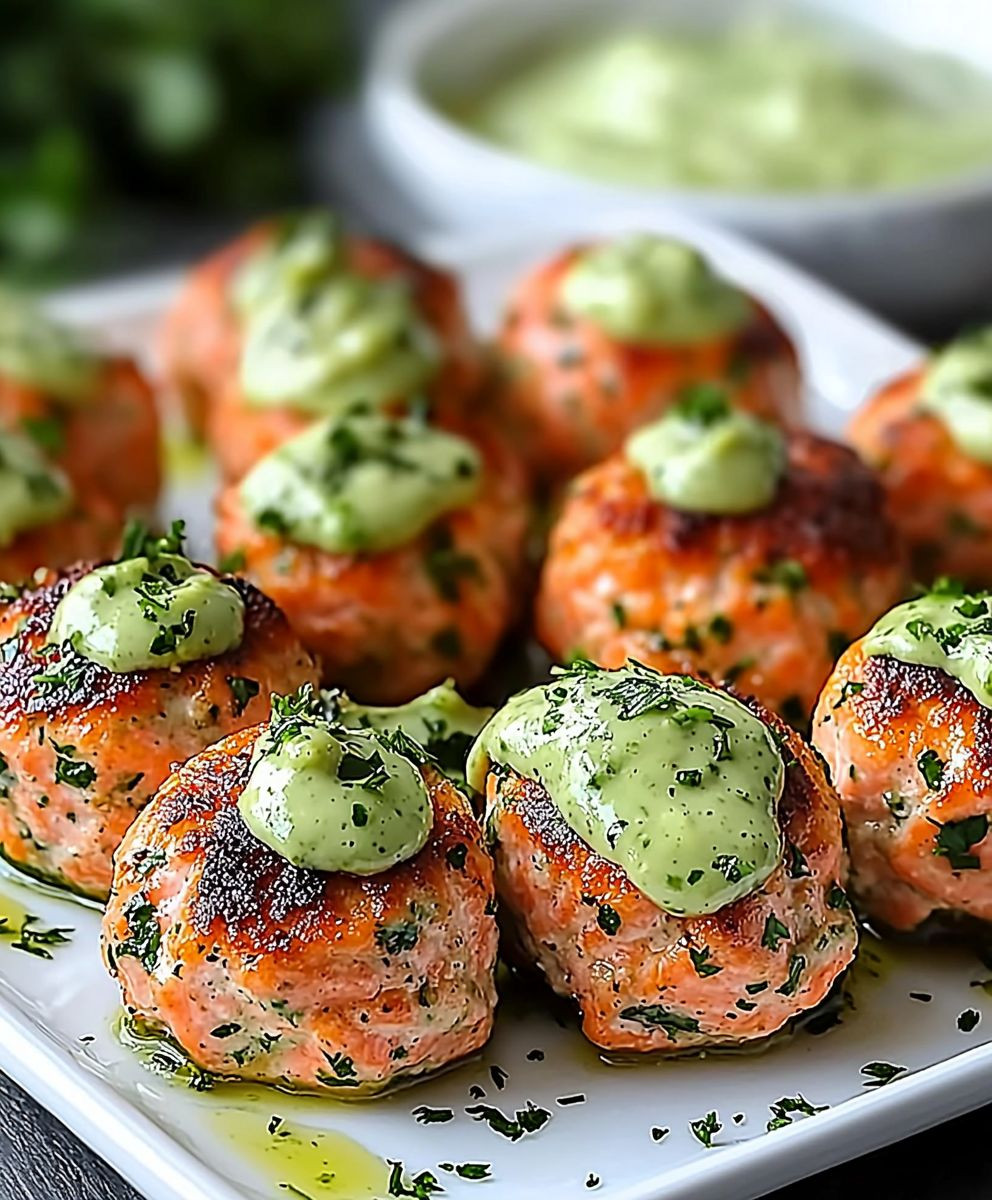 Salmon Meatballs with Avocado Sauce