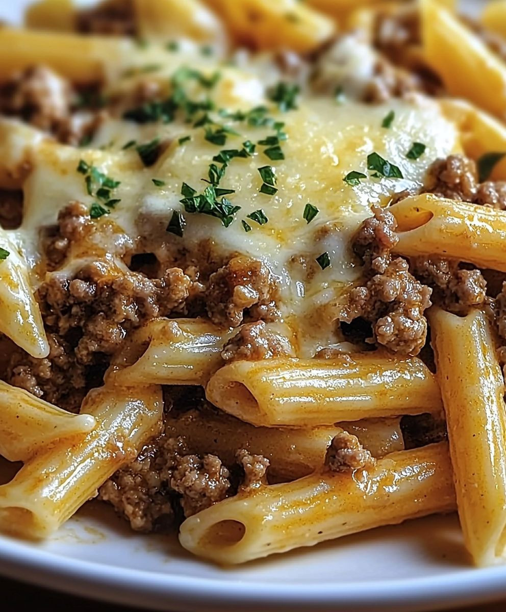 Cheesy Penne with Ground Beef