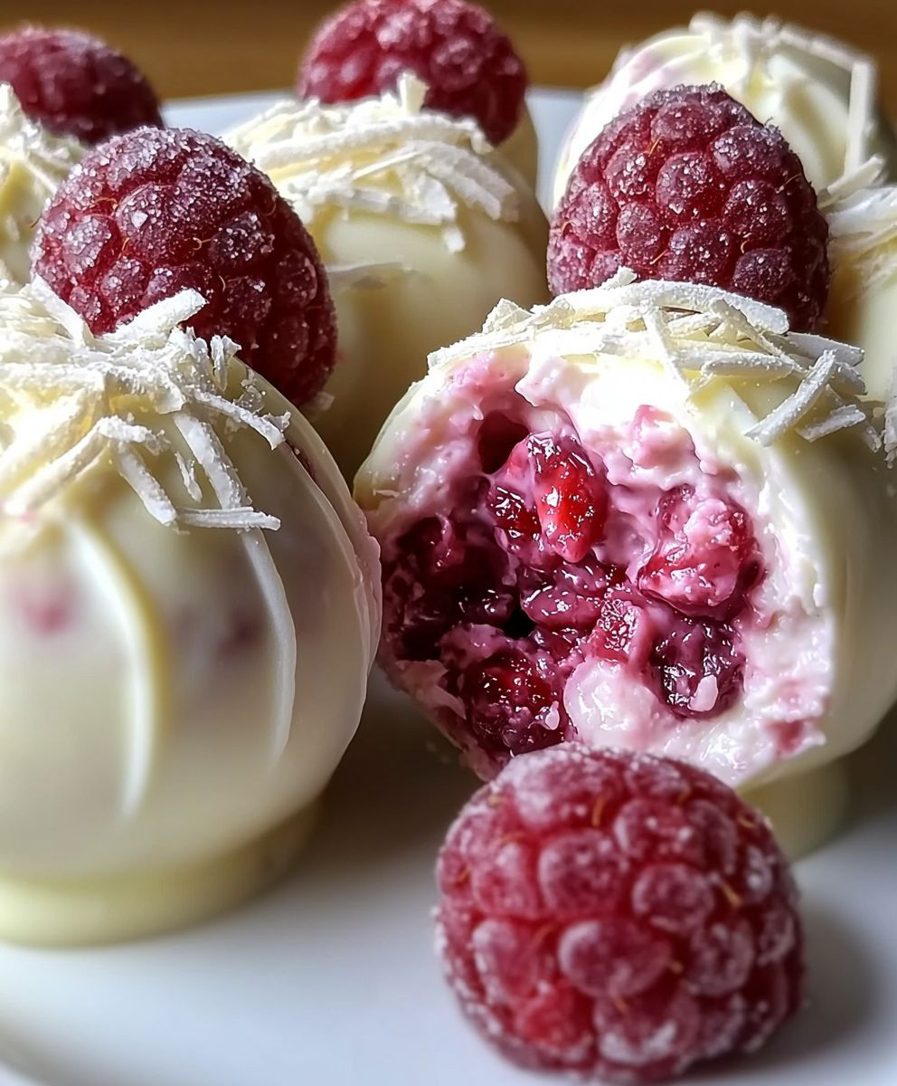 White Chocolate Raspberry Cheesecake Balls