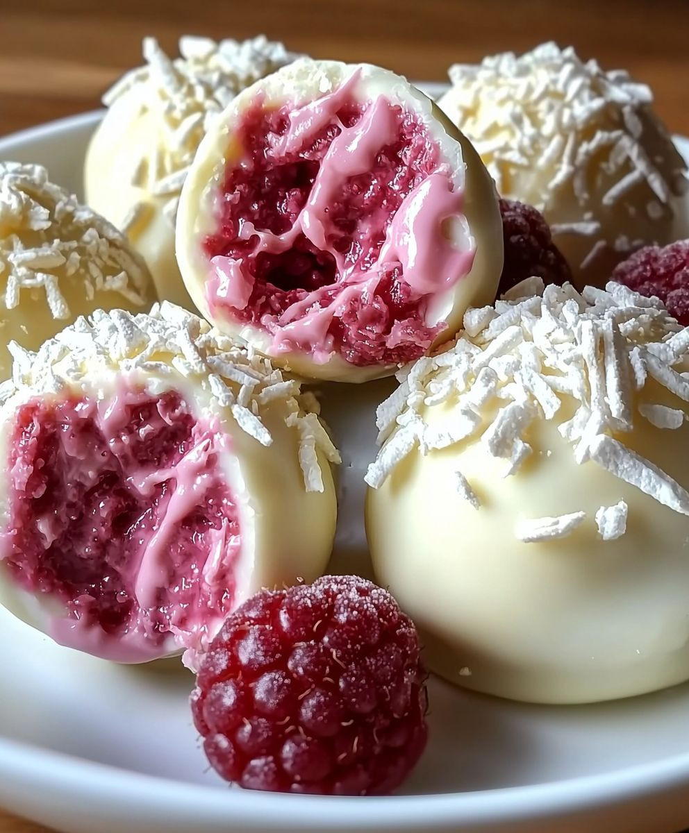 White Chocolate Raspberry Cheesecake Balls