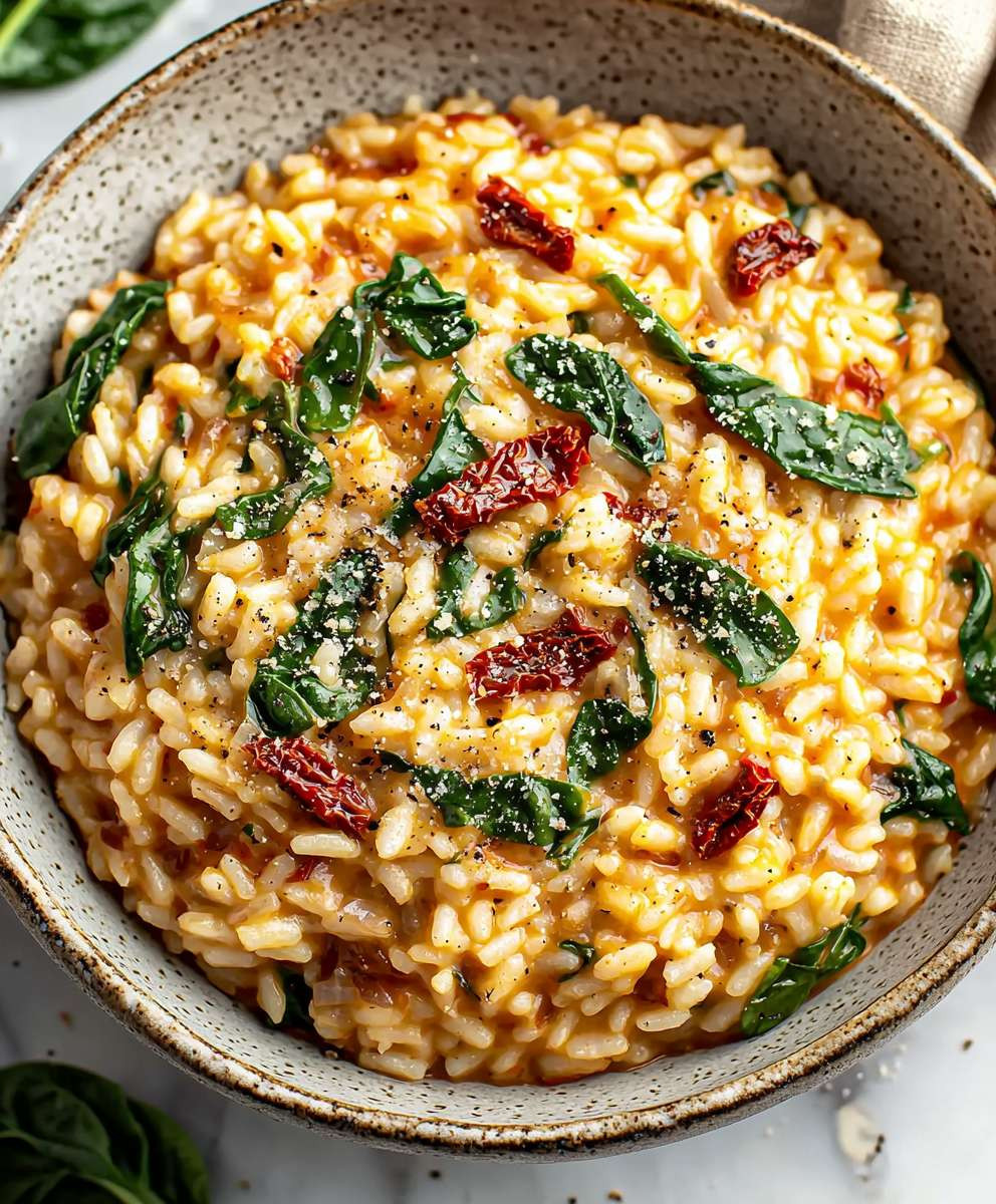 Sun-Dried Tomato Spinach Risotto