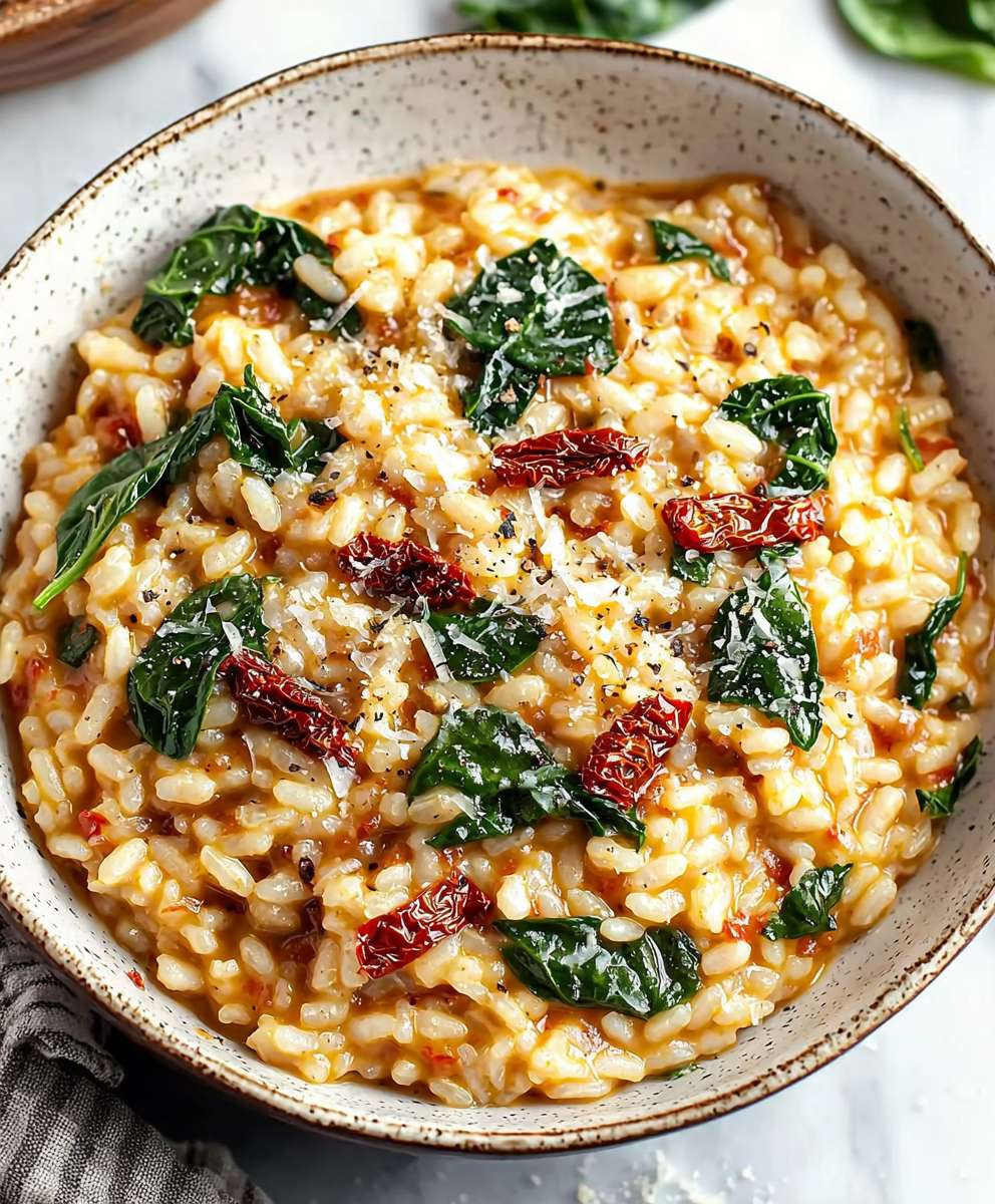 Sun-Dried Tomato Spinach Risotto