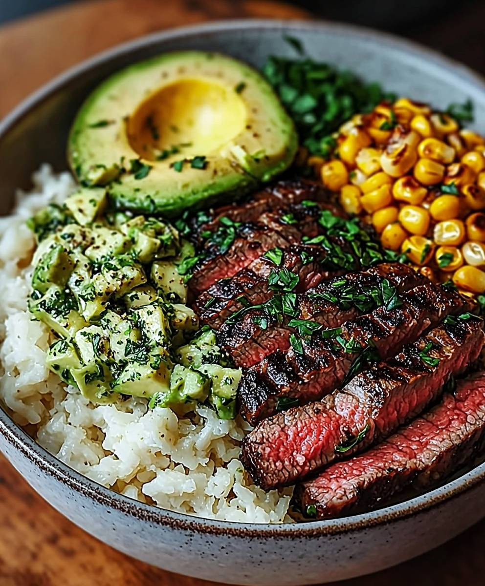 Steak Avocado Corn Bowl