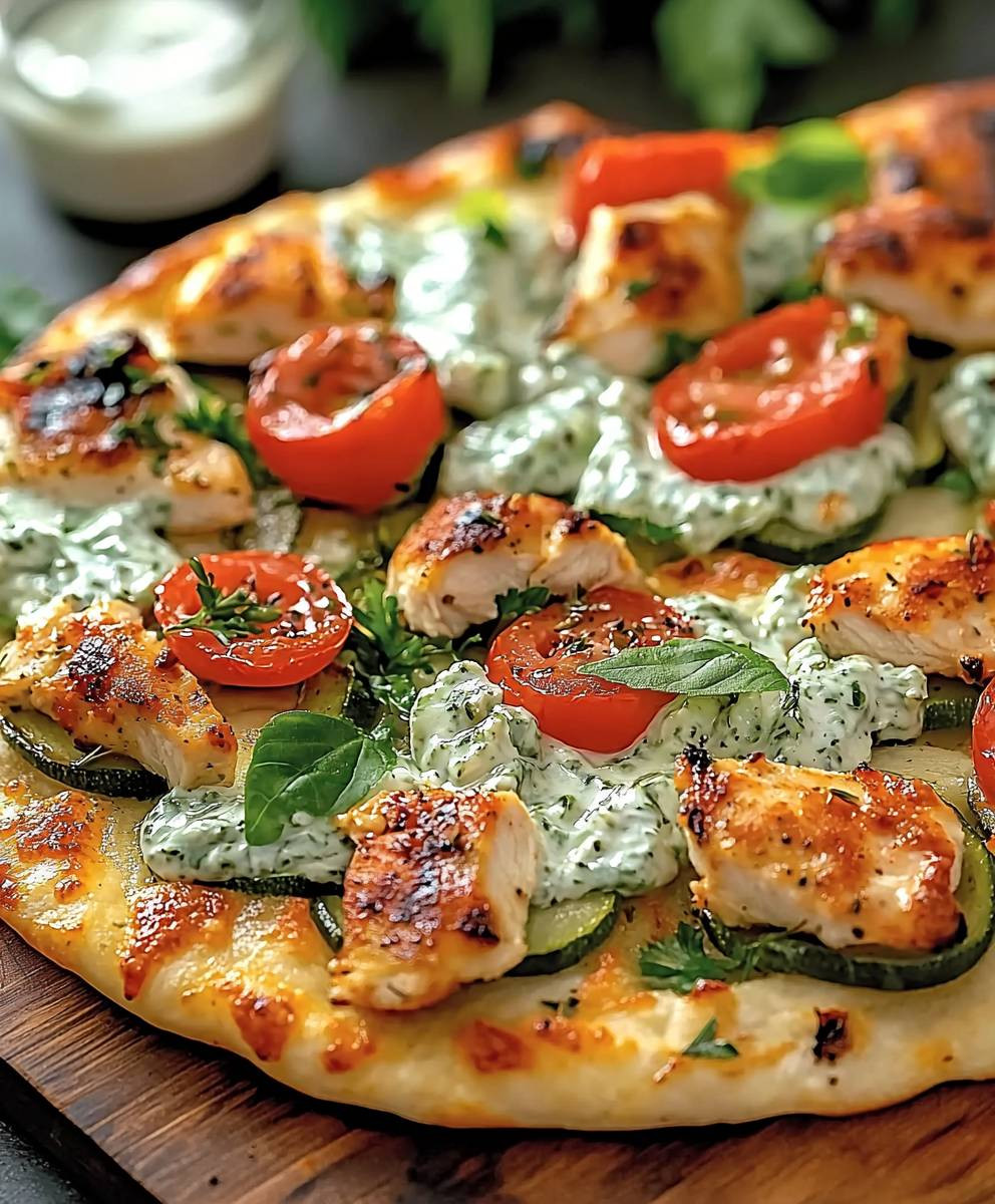 Tzatziki Chicken Naan Pizza