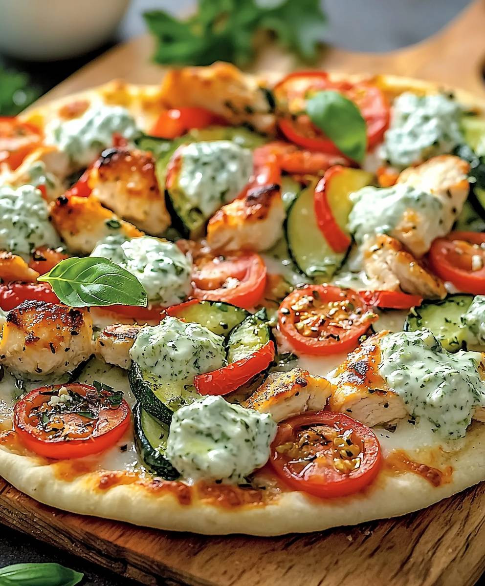 Tzatziki Chicken Naan Pizza
