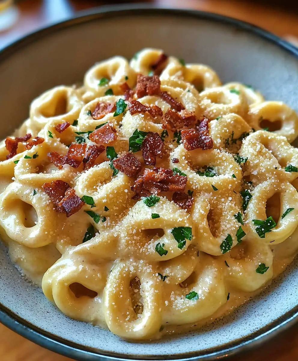 Tortellini Carbonara dish