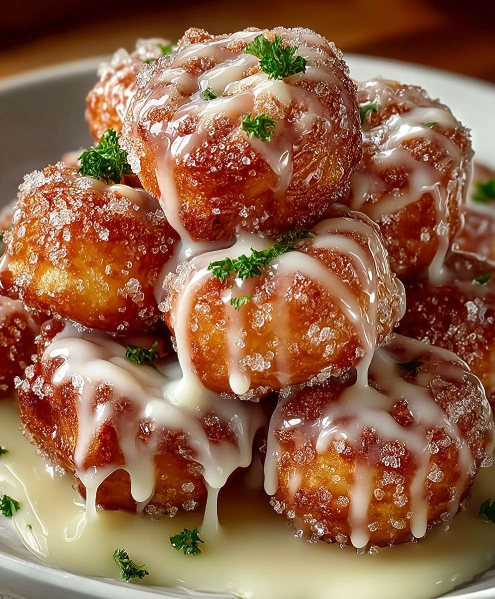 Cinnamon Glazed Apple Fritter Bites