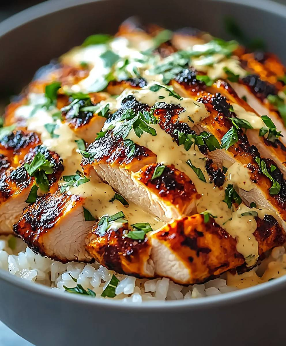 Chicken Rice Bowls Garlic Sauce