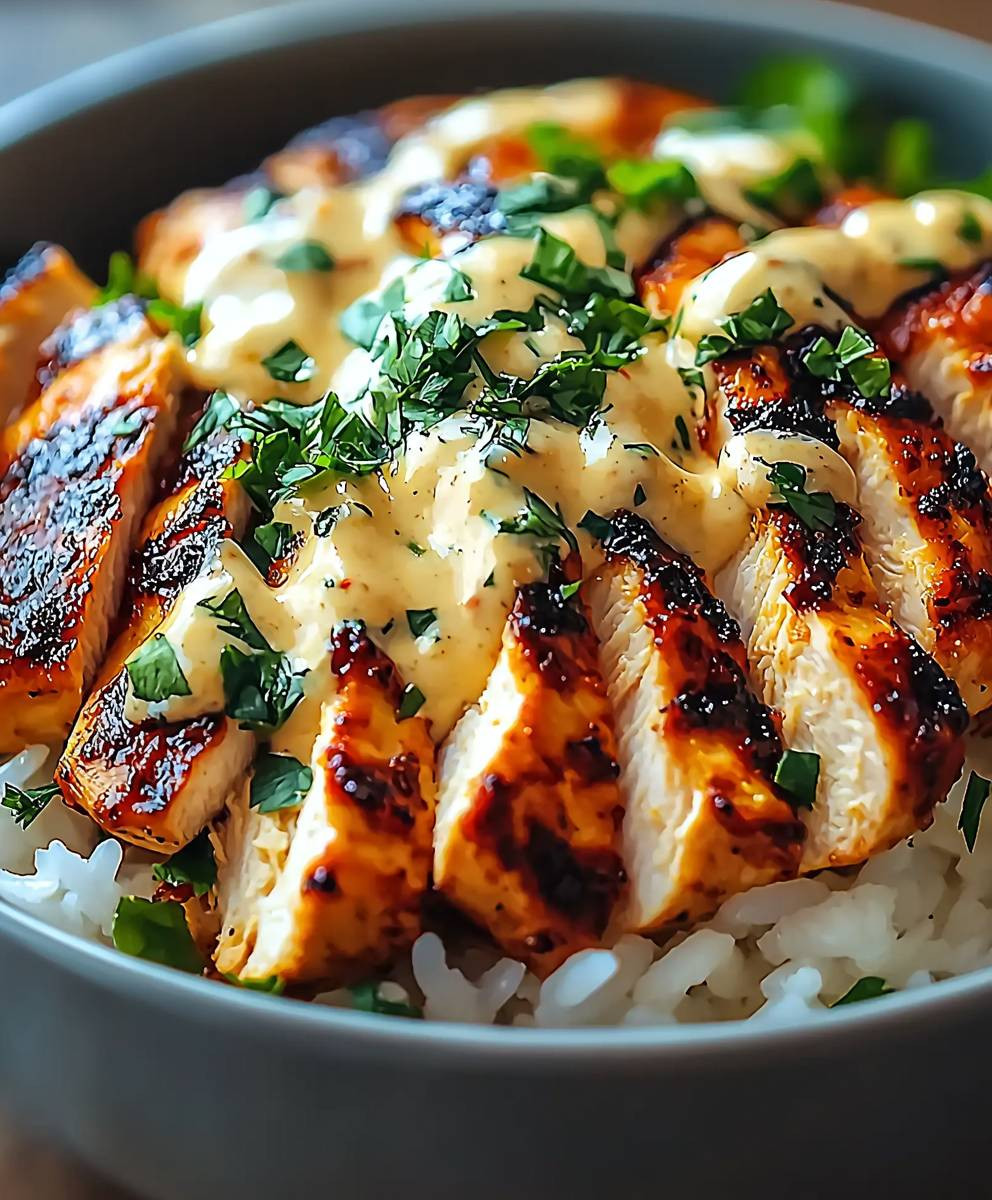 Chicken Rice Bowls Garlic Sauce