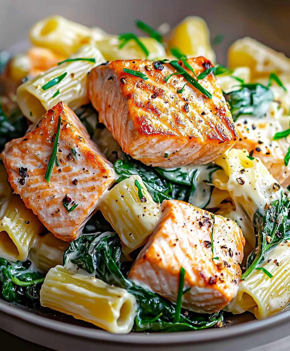 Salmon Spinach Pasta Dish