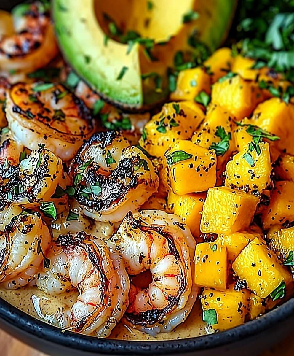 Shrimp Avocado Bowls Mango Salsa