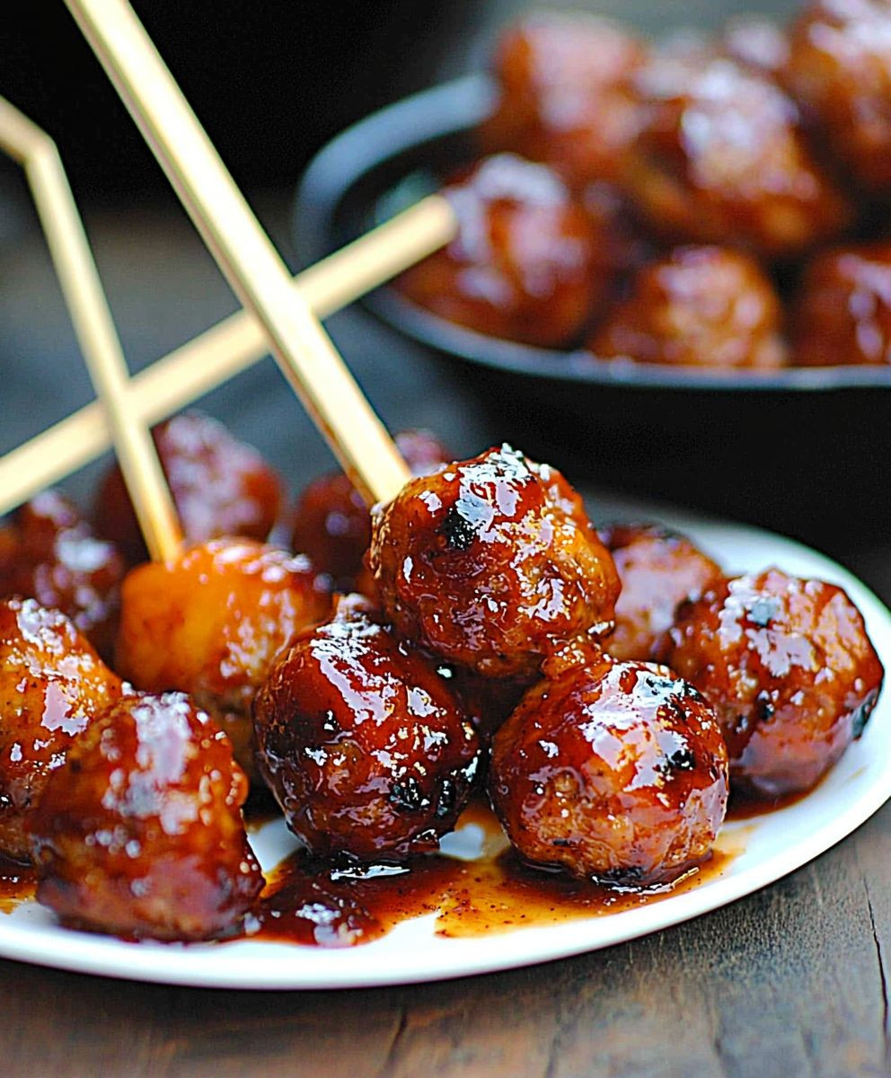 Whiskey Peach BBQ Meatballs