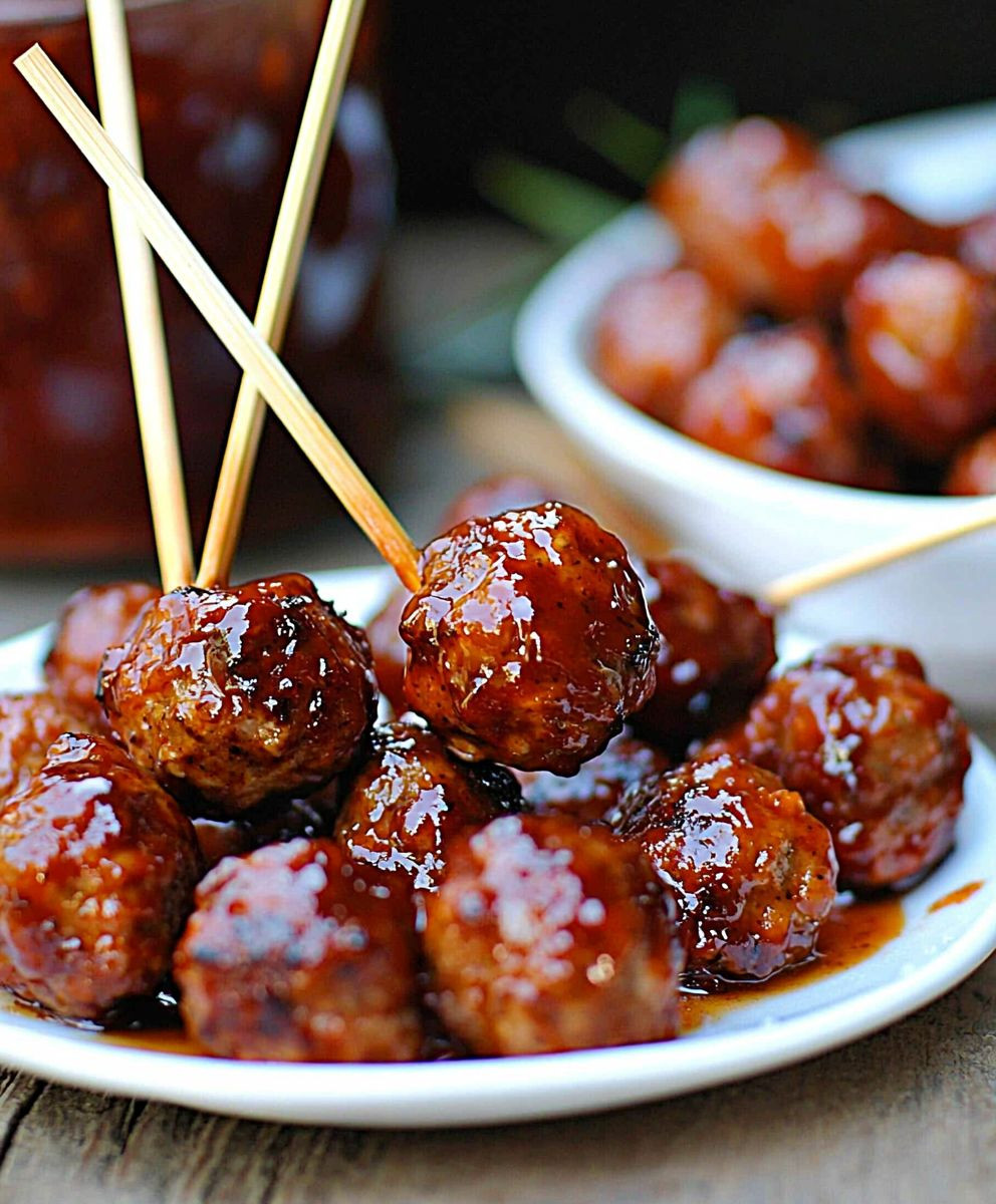 Whiskey Peach BBQ Meatballs
