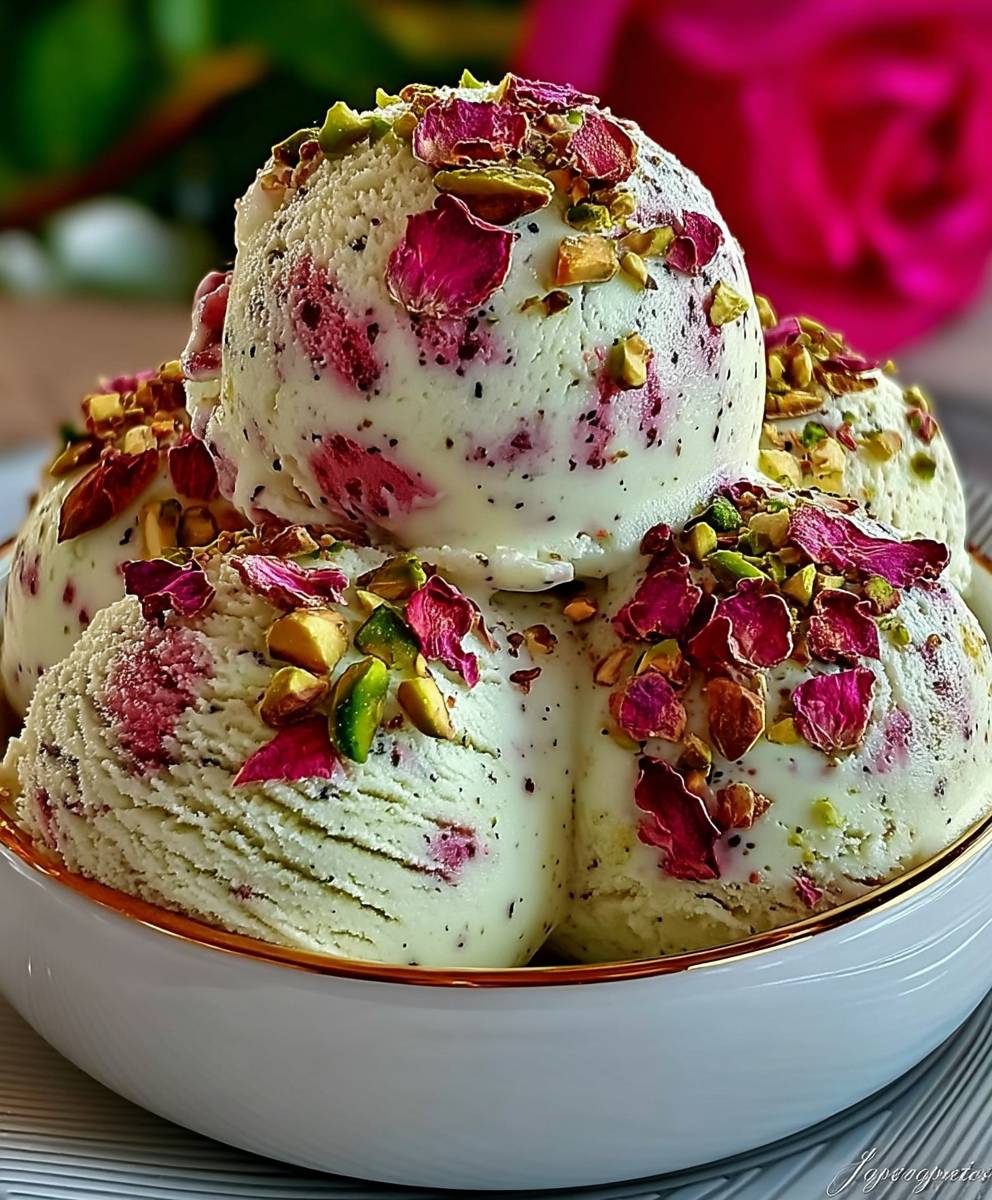 Rose Pistachio Cheesecake Ice Cream