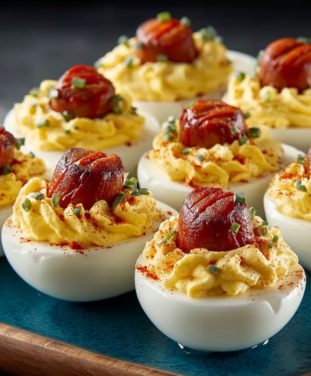Hot dog deviled eggs
