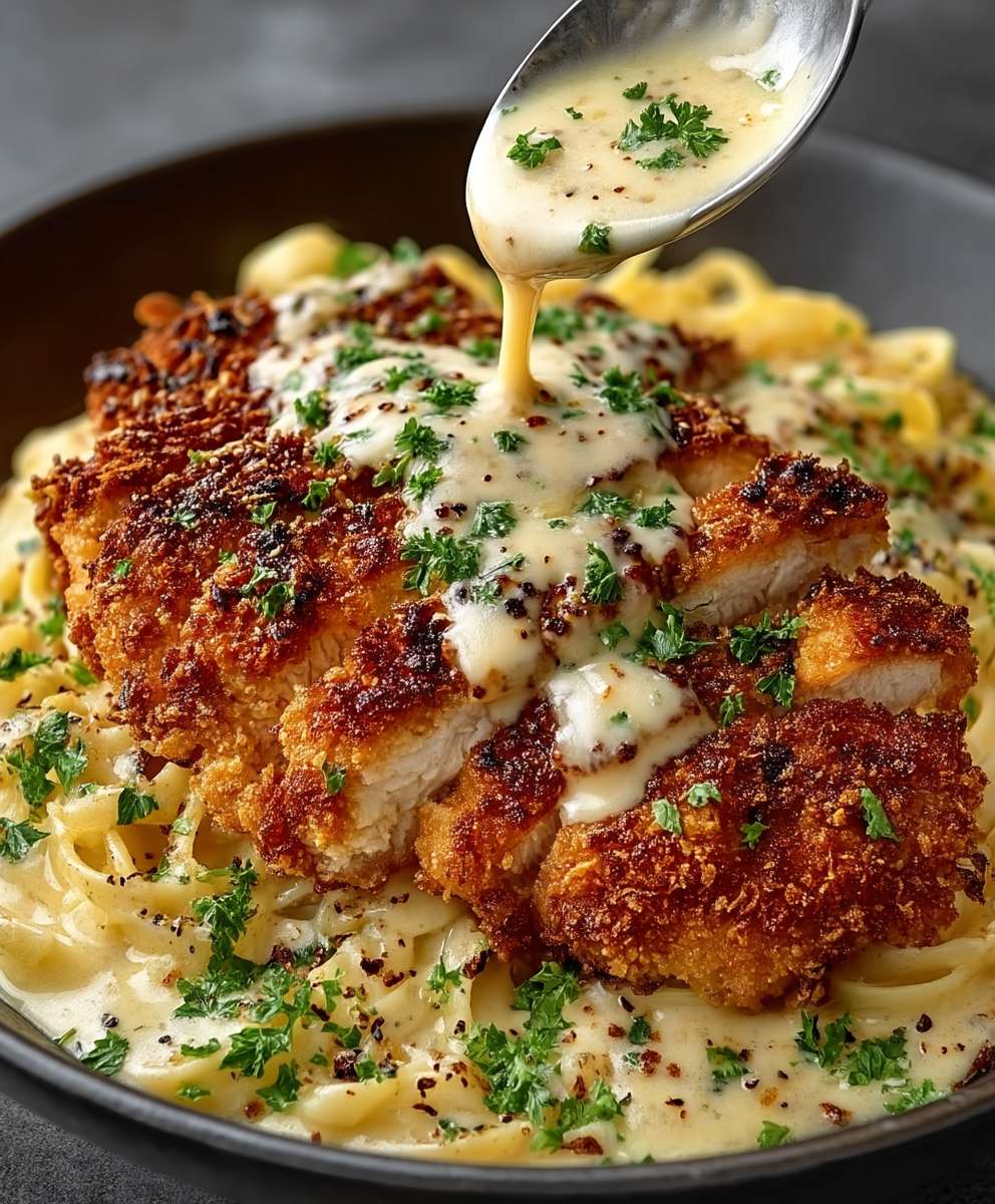 Parmesan Crusted Chicken Garlic Sauce