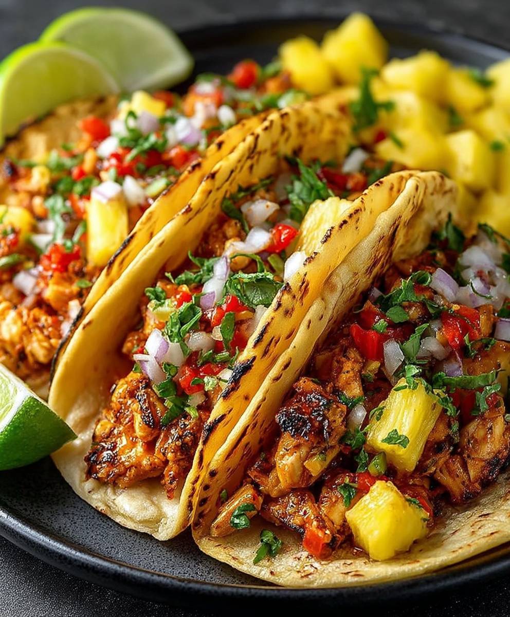 Pineapple chicken tacos