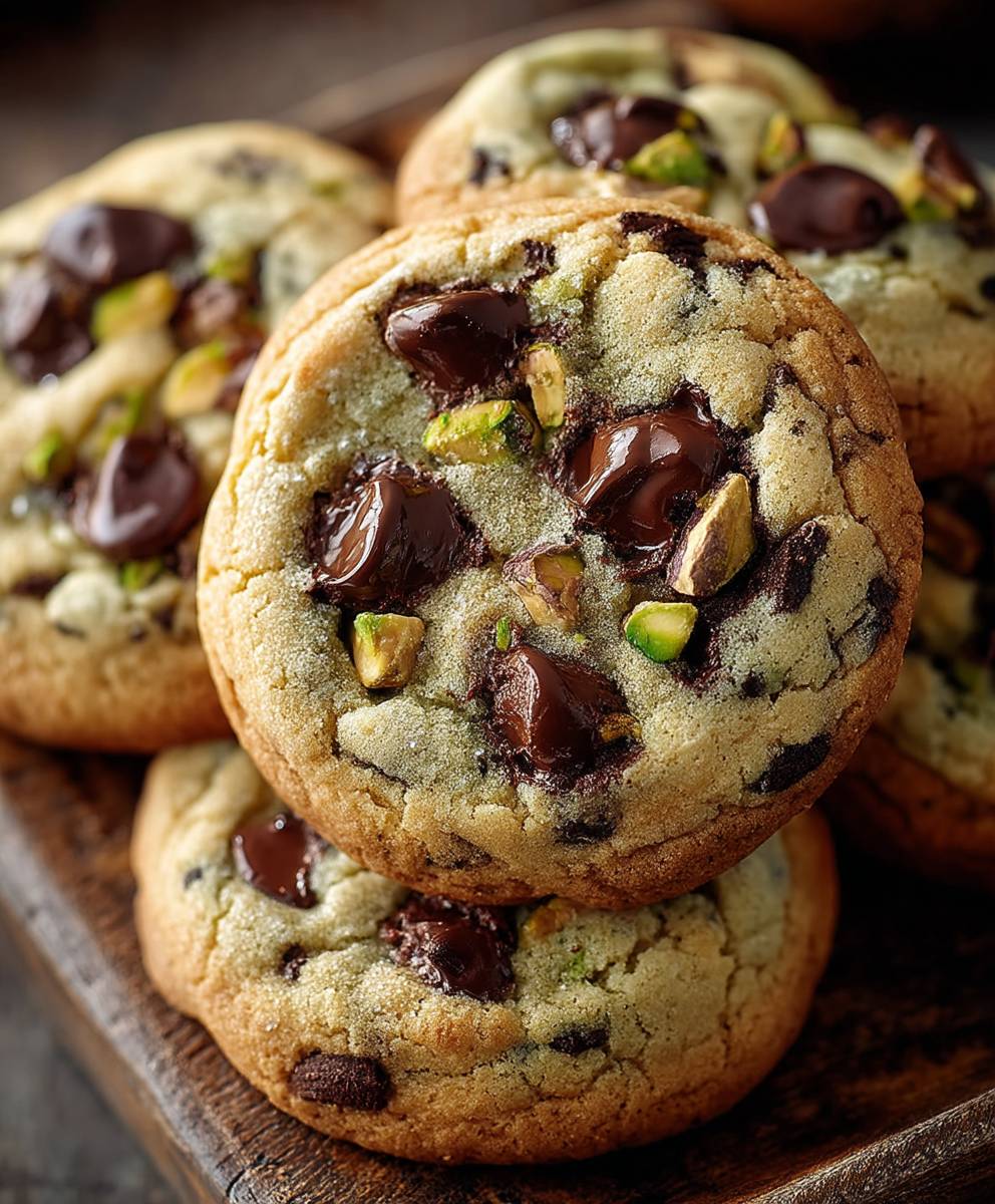 Pistachio Cream Chocolate Chip Cookies