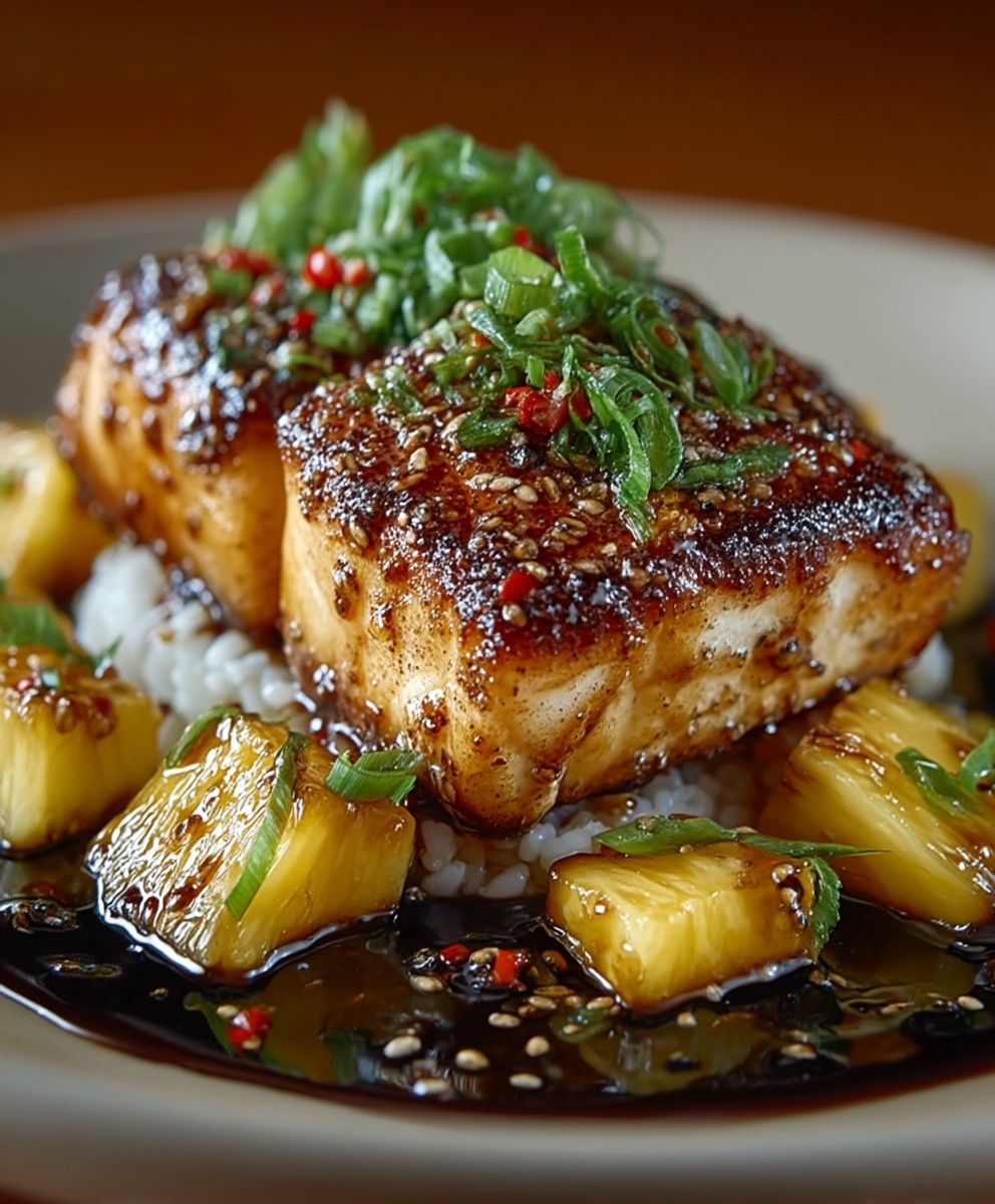 Pineapple Teriyaki Glazed Mahi Mahi