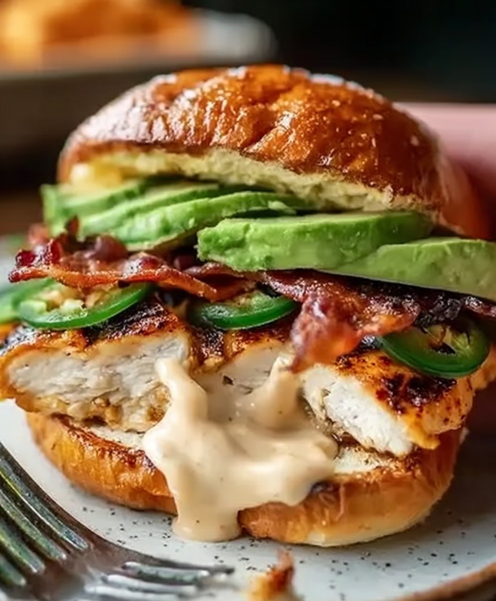 Spicy grilled chicken avocado sandwich