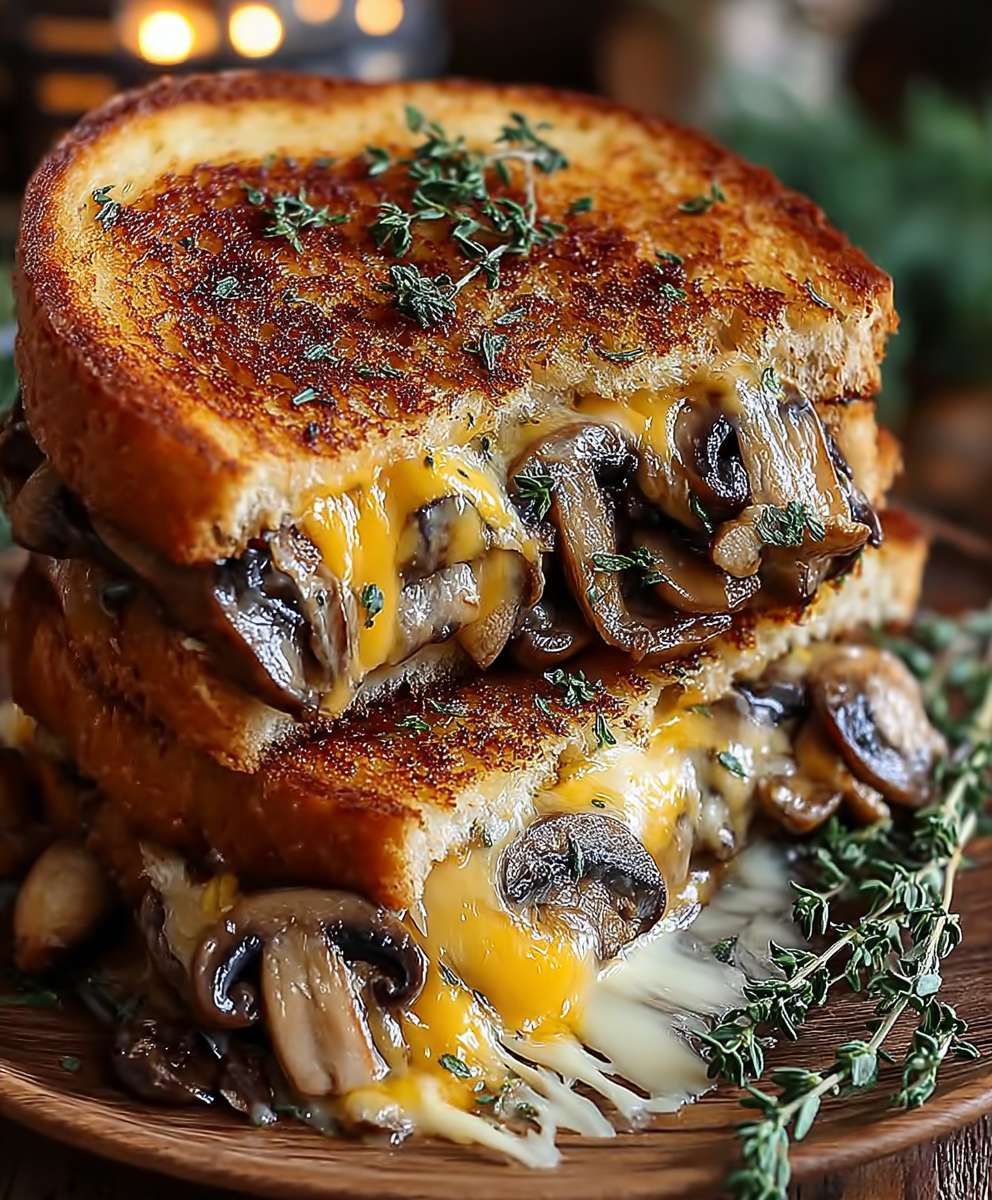 Garlic mushroom grilled cheese