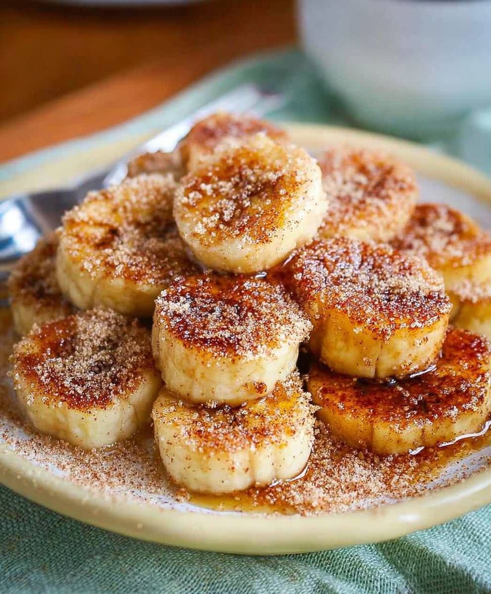 Pan fried cinnamon bananas