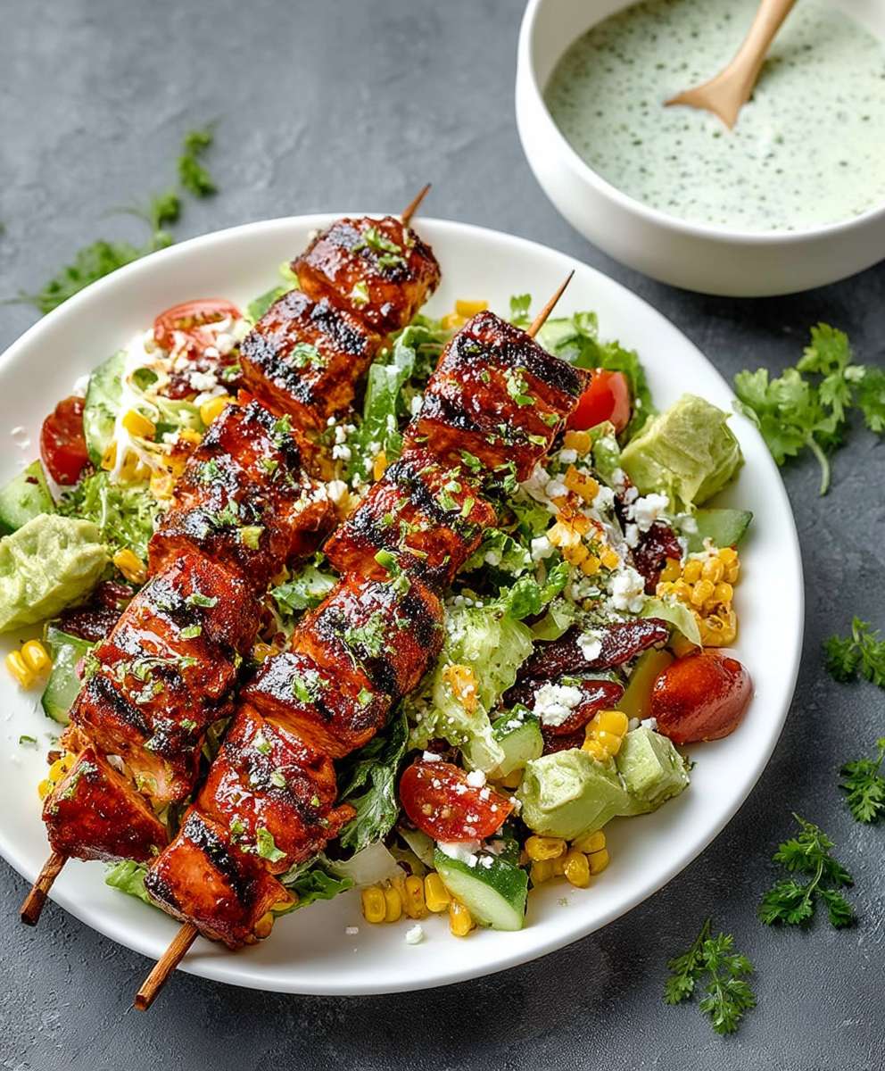 BBQ Chicken Skewer Salad