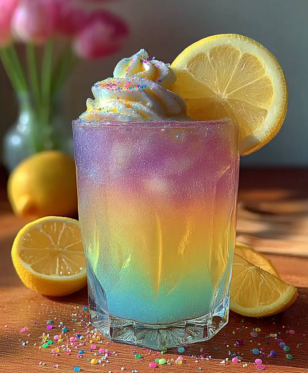 Sparkling unicorn lemonade drink
