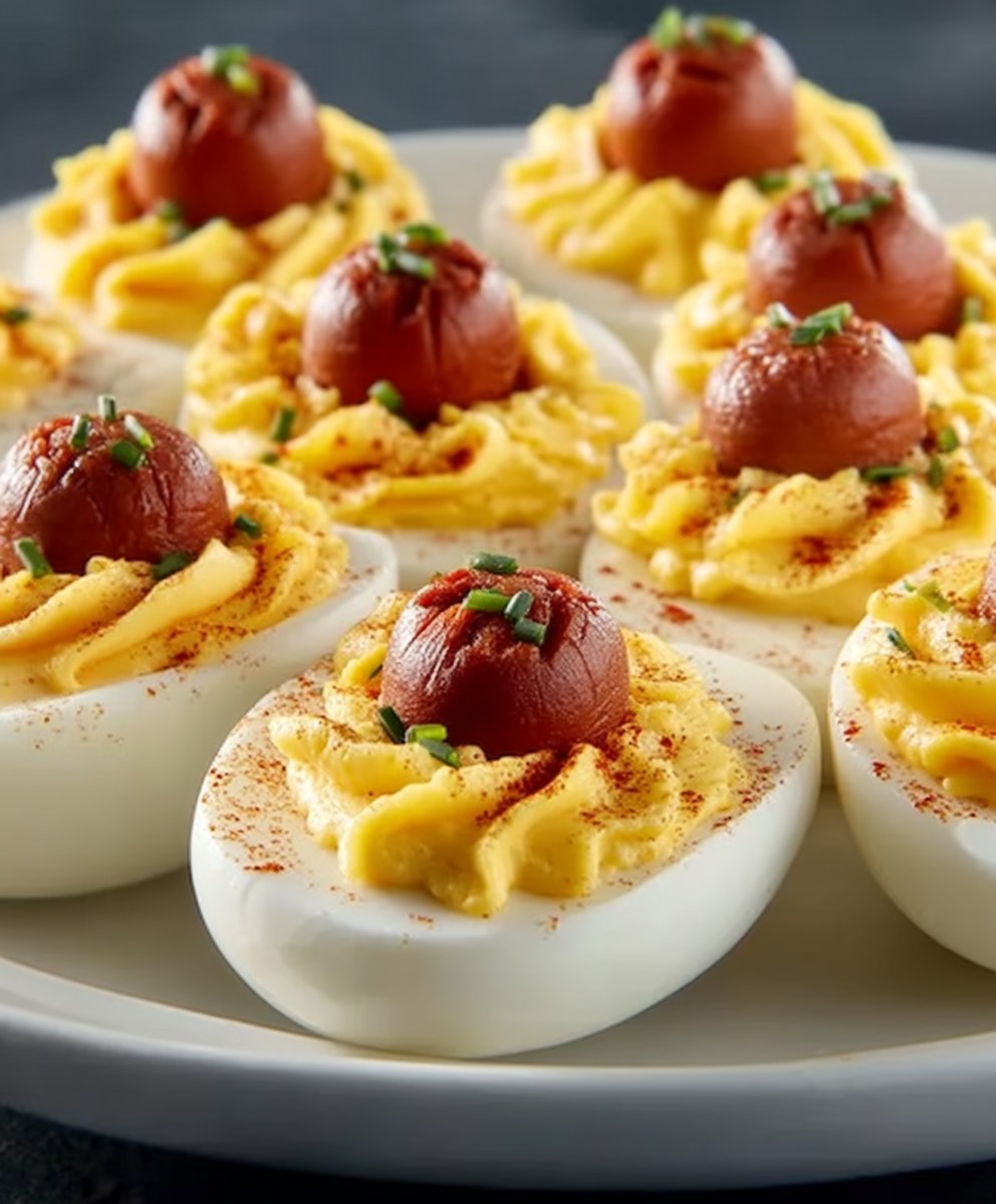 Hot dog deviled eggs