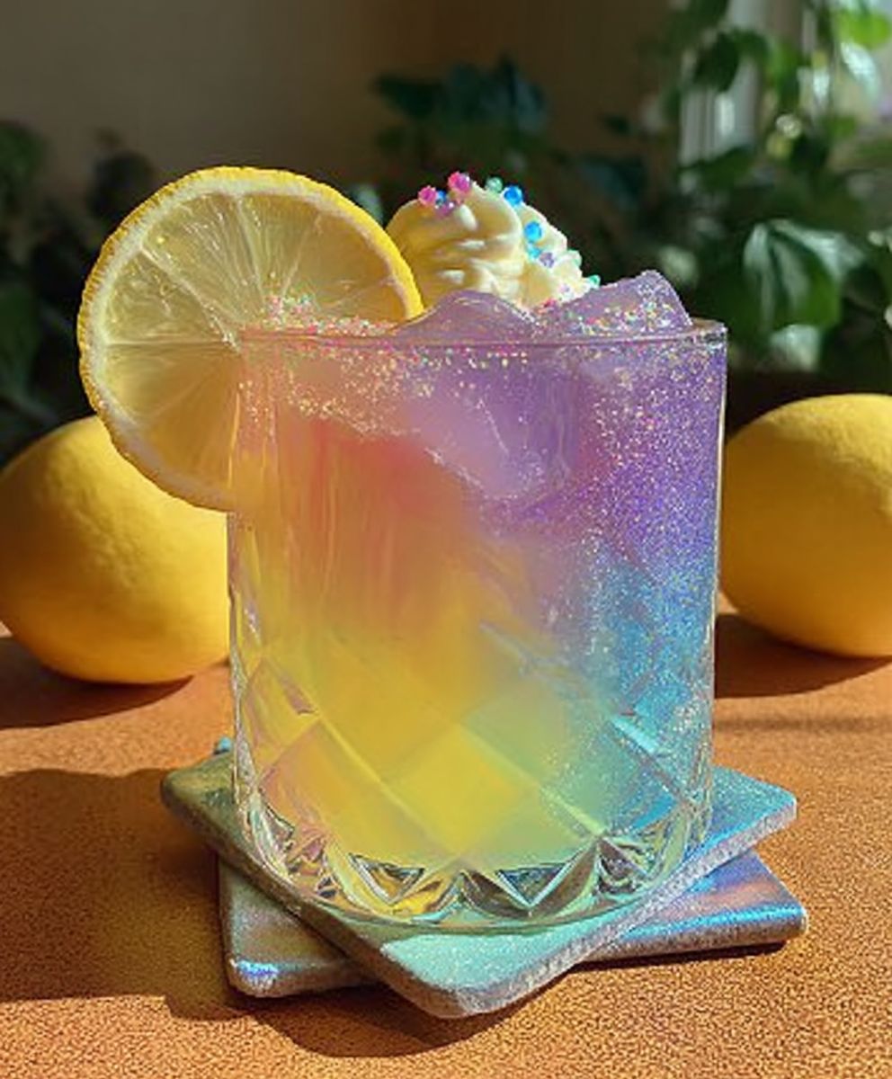 Sparkling unicorn lemonade drink