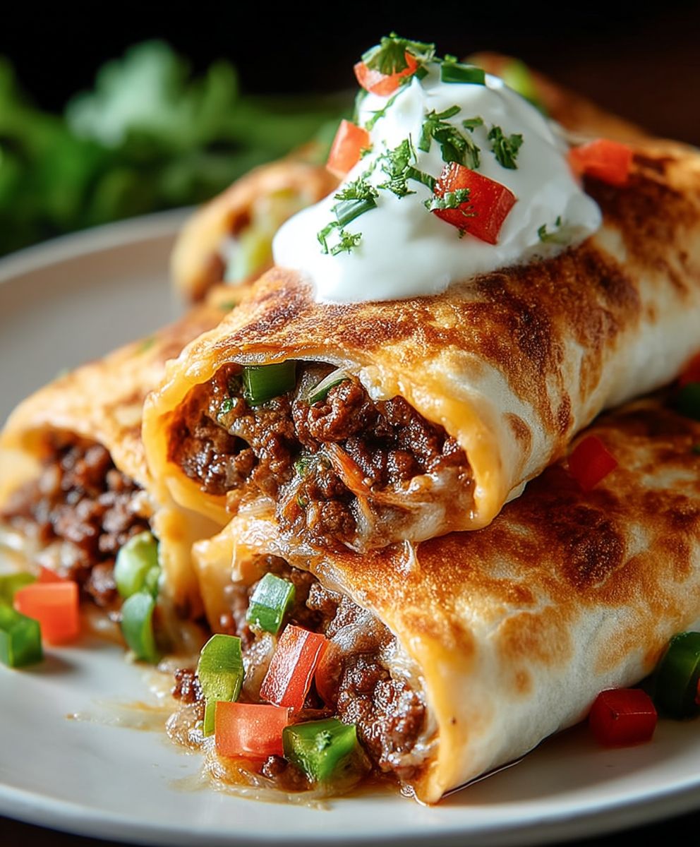 Beef and Cheese Chimichangas