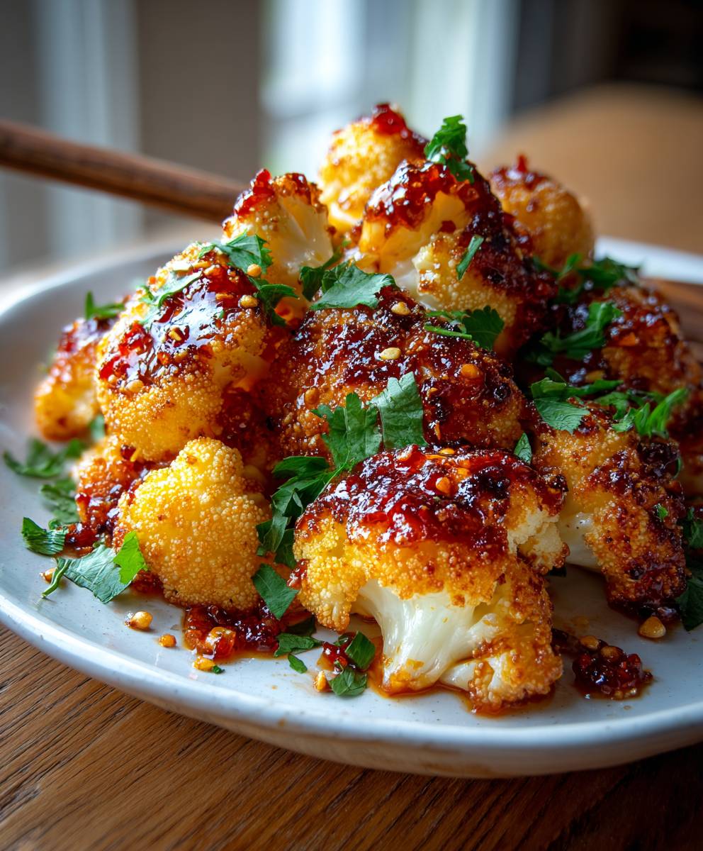 Sweet Spicy Baked Cauliflower