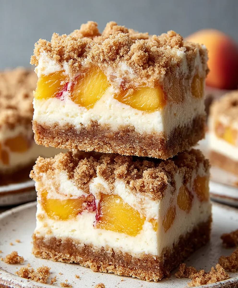 Peach Cobbler Cheesecake Bars